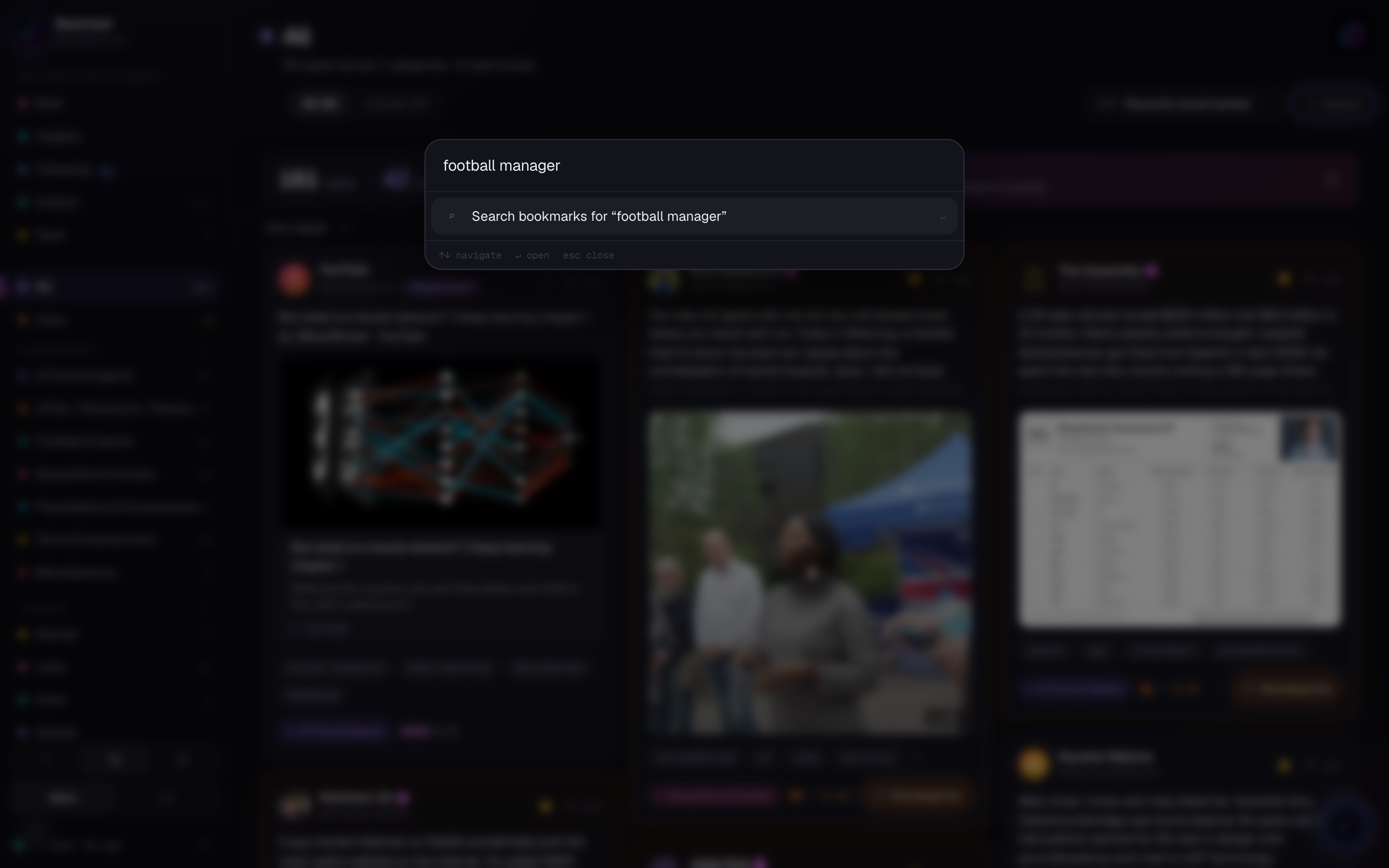⌘K — search and ask your archive from anywhere